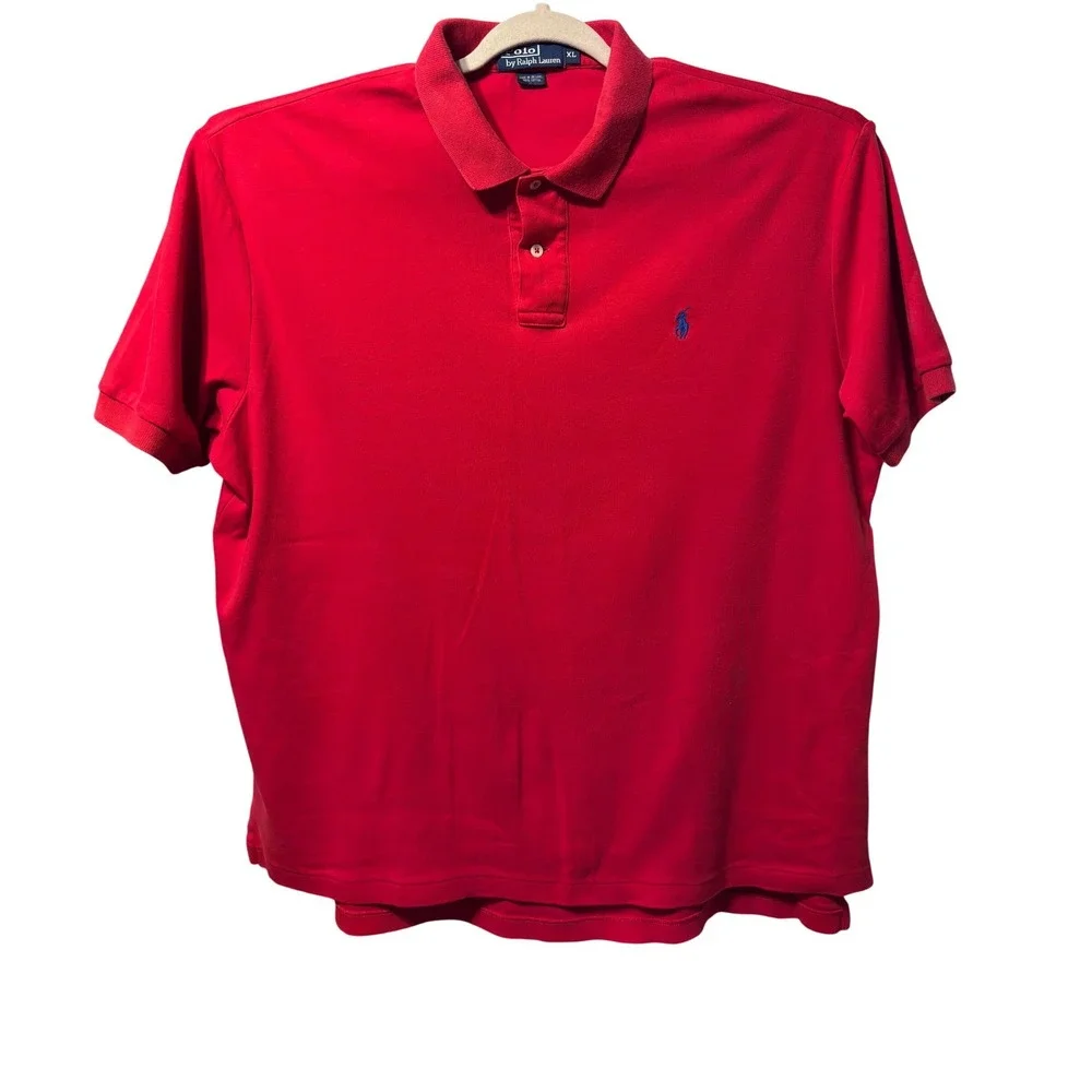 Vintage 80's Polo Ralph Lauren Mens XL Red Short Sleeve Cotton Pony‎ Polo Shirt